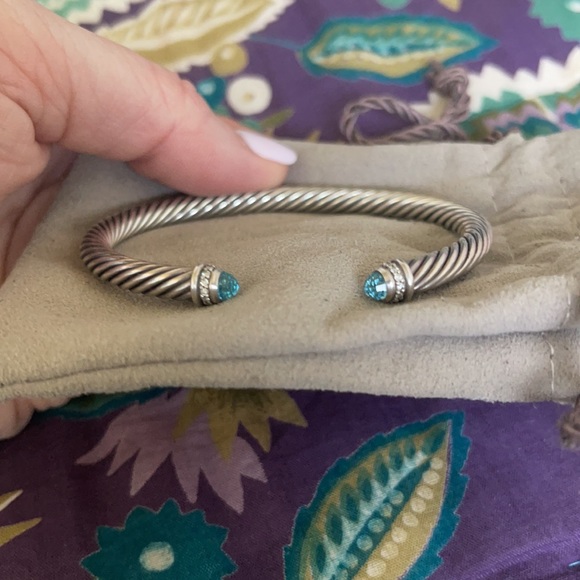 David Yurman cable bracelet with blue topaz - Picture 4 of 8